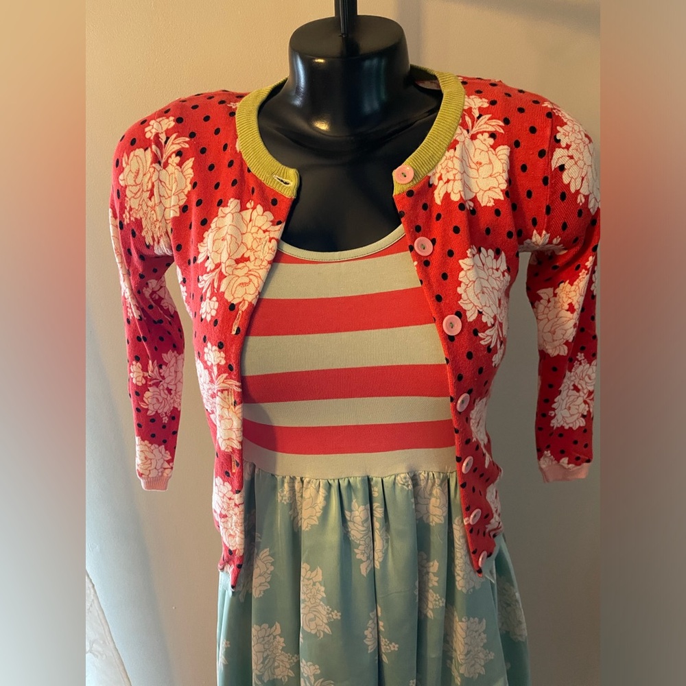 Matilda Jane Girls Red White Floral Sweater size 6